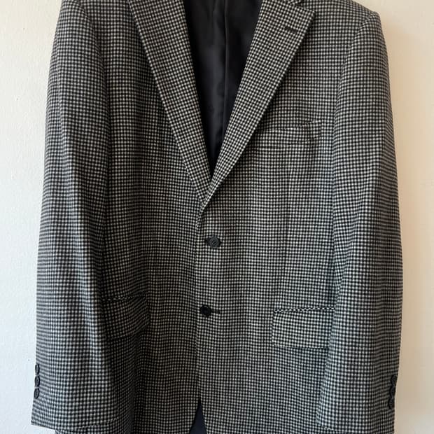 로가디스 남성 블랙 투스체크 울캐시미어 싱글자켓

