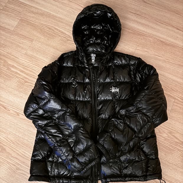 스투시 미드웨이트 후드 퍼퍼 블랙 패딩 S 115783