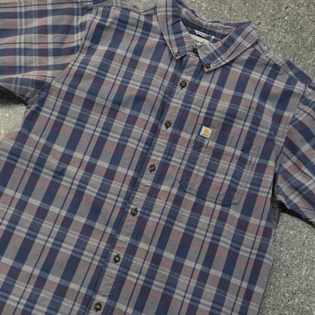 칼하트 블루그레이 체크반팔셔츠