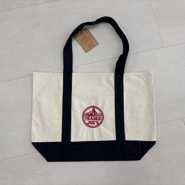 트레이더 조 캔버스 토트백 네이비