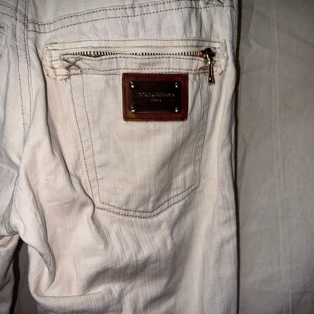 Dolce & Gabbana White Zip Gold 데님팬츠