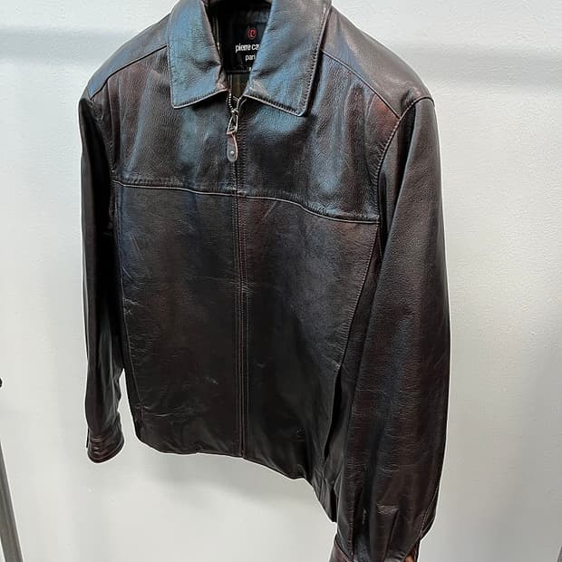 100) 피에르가르뎅 90s 가죽 봄버 