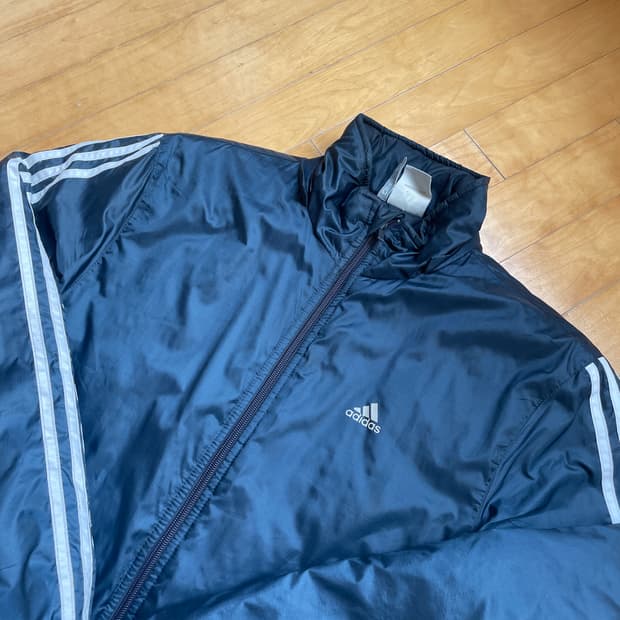 아디다스 네이비 패딩 집업 점퍼