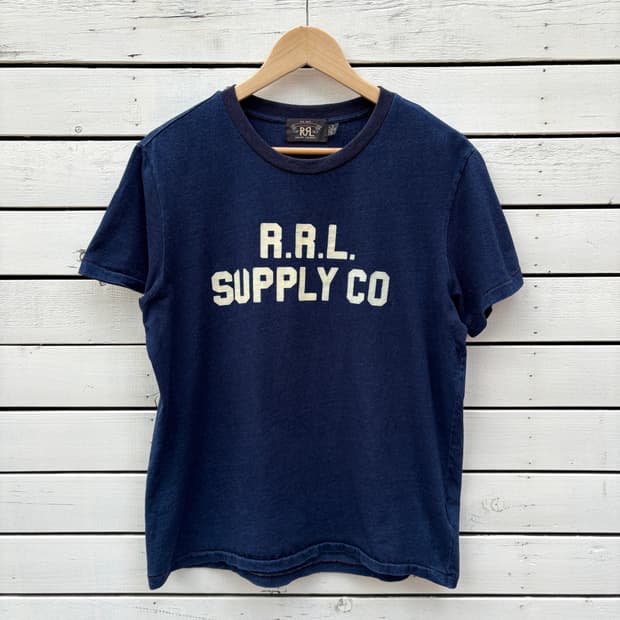 RRL 폴로 더블알엘 인디고 반팔 티셔츠