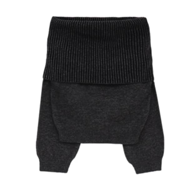 ribbed open shoulder knit charcoa