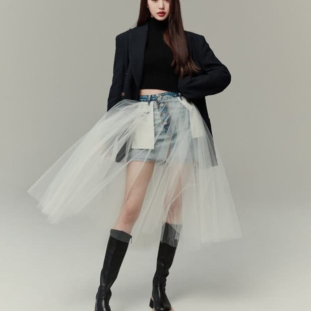 슈콤마보니 장원영 롱 부츠 램스킨