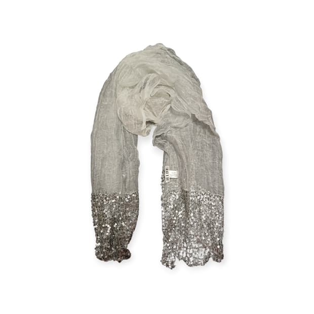 Hide 스팽글 린넨 실크 믹스 스카프 