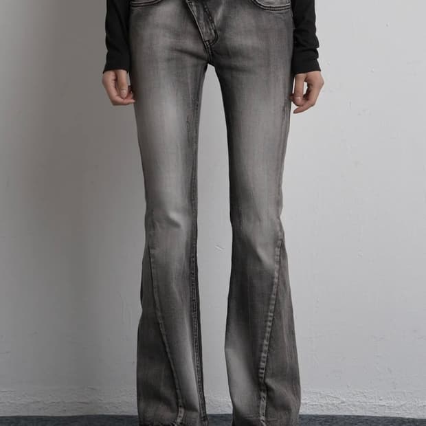 시너진 UNBALANCED BRUSH DENIM PANTS GRAY S
