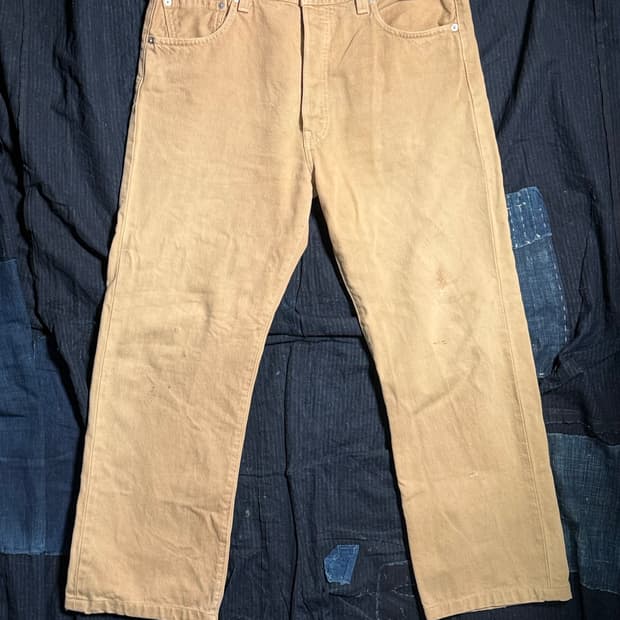 00‘s 리바이스 501 스트레이트 핏 카멜 데님 팬츠 36