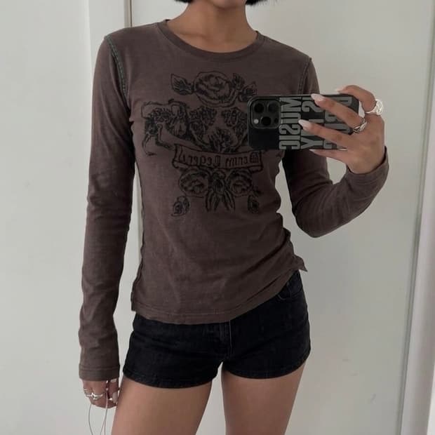 y2k 펑크 빈티지 에스닉 롱슬리브 티셔츠
