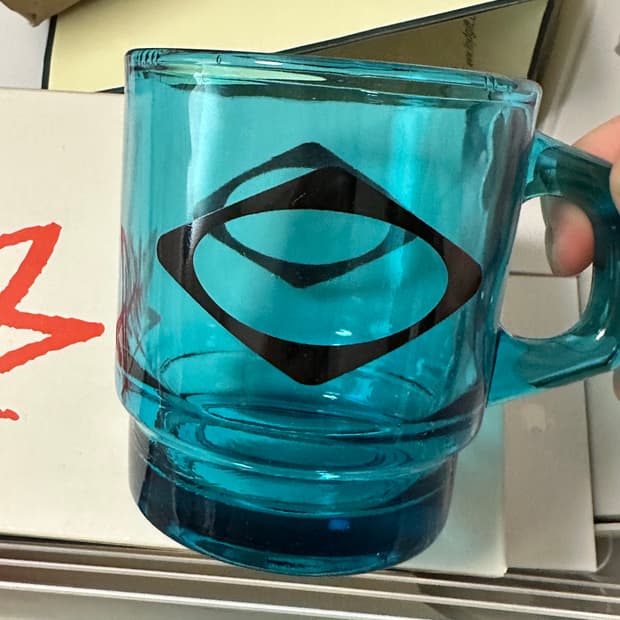 미스치프 글래스 머그 아쿠아 블루 새상품