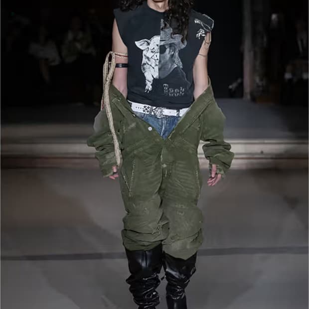 24ss ERD distressed jumpsuit olive green
