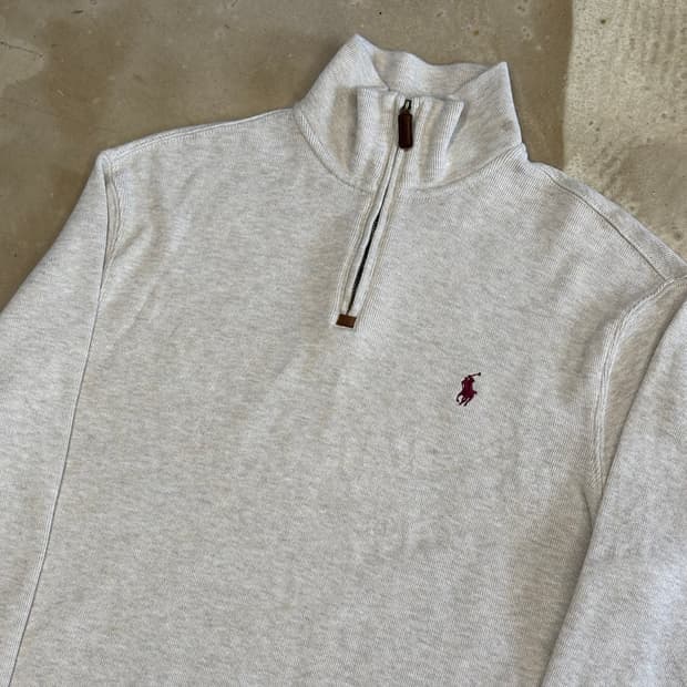 M 폴로랄프로렌 오트밀 반집업니트 