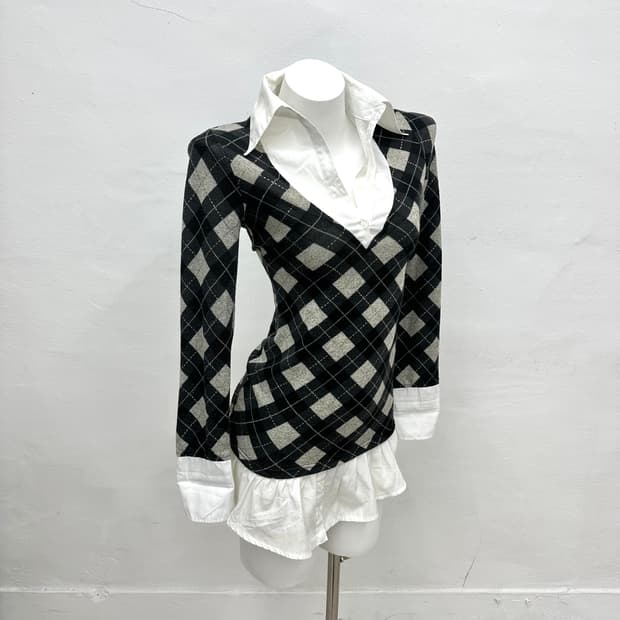 tartan layered onepiece shirts 