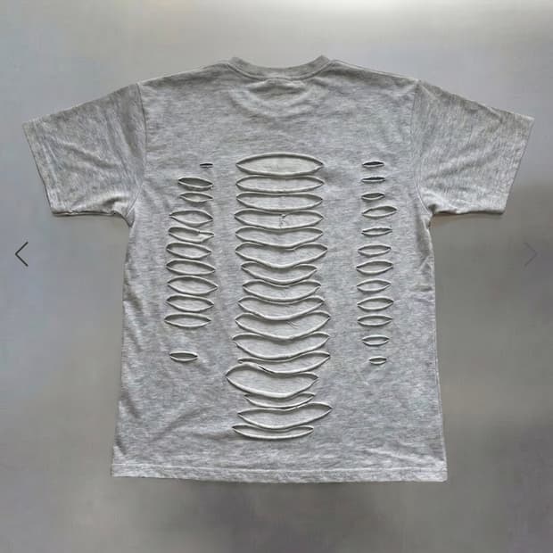 Begbegbeg 데미지 컷팅 티셔츠 UNISEX MELANGE