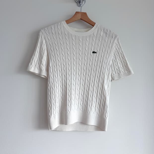 라코스테(LACOSTE) 반팔 꽈베기 니트