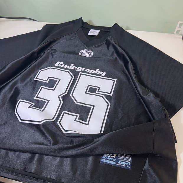 L-XL 코드그라피 블랙 오버핏 매쉬 럭비져지