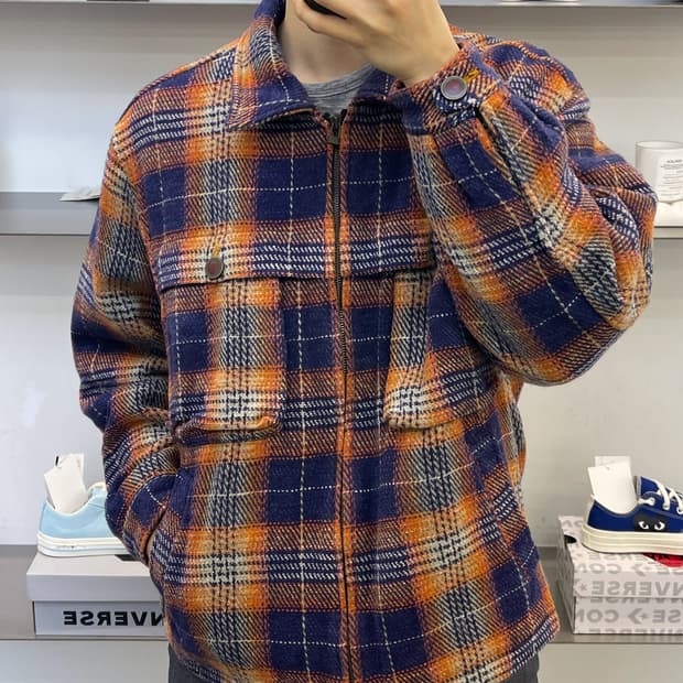 Ball 90s 타탄 체크 울 자켓