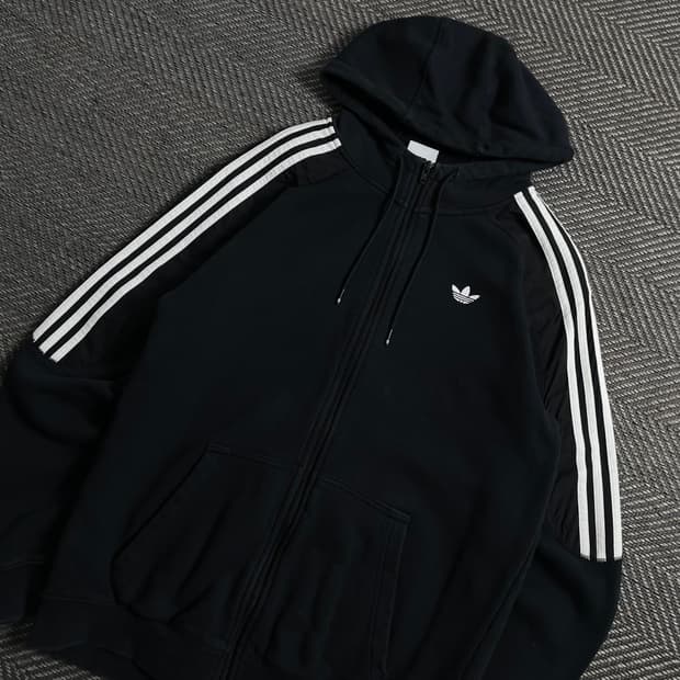아디다스 트레포일 트랙 스웻 후드집업 블랙y 4114