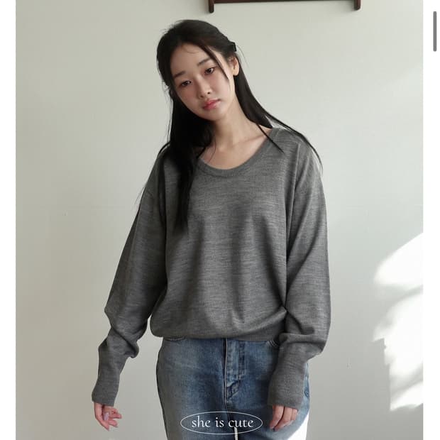 쉬이즈큐트 니트웨어 피크닉 니트 그레이 (새상품)