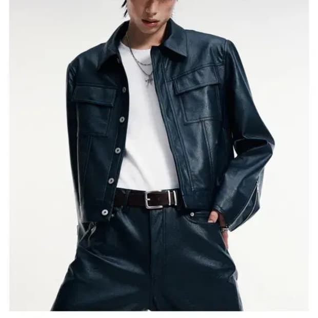 알렌느 네이비 레더 트러커 자켓 1사이즈