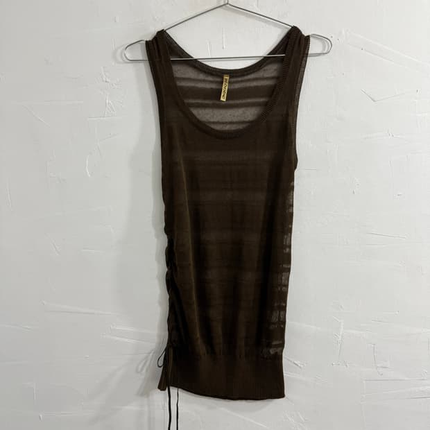 seethrough knit eyelet sleeveless 
