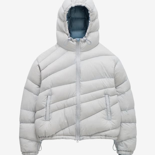 밈더워드로브 코인 서울 다이애그널 라이닝 다운 점퍼 스카이블루