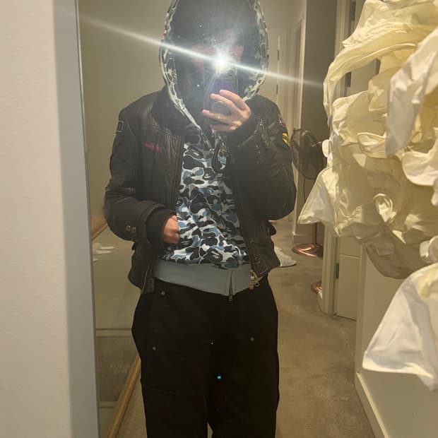 베이프 블루 카모 후드집업