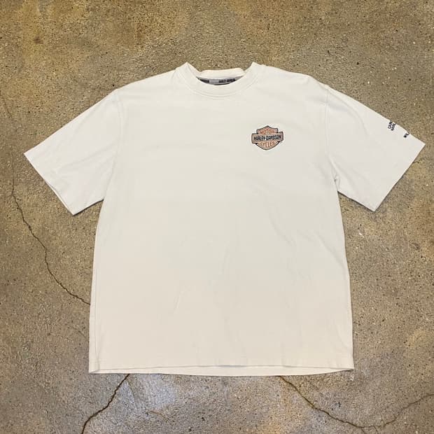 미국 빈티지 할리데이비슨 탄탄 와플 펀칭티셔츠 락티셔츠 반팔티