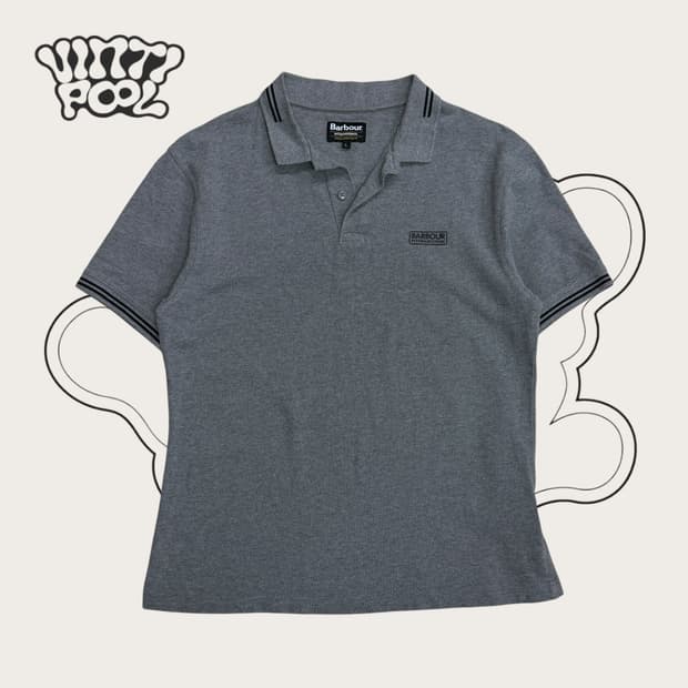 Barbour 바버 반팔 카라티 S 그레이