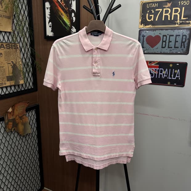 Polo, Baby Pink Stripe Polo Shirt