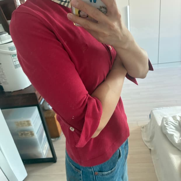 버버리 런던 코튼 5부 티셔츠(여자 스몰추천)