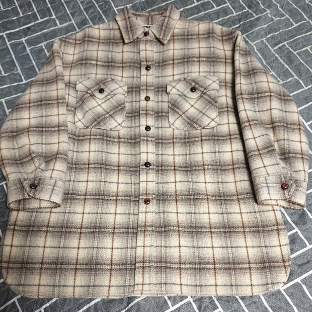 DKNY 오버핏 혜비 울 체크셔츠 브라운 (S)