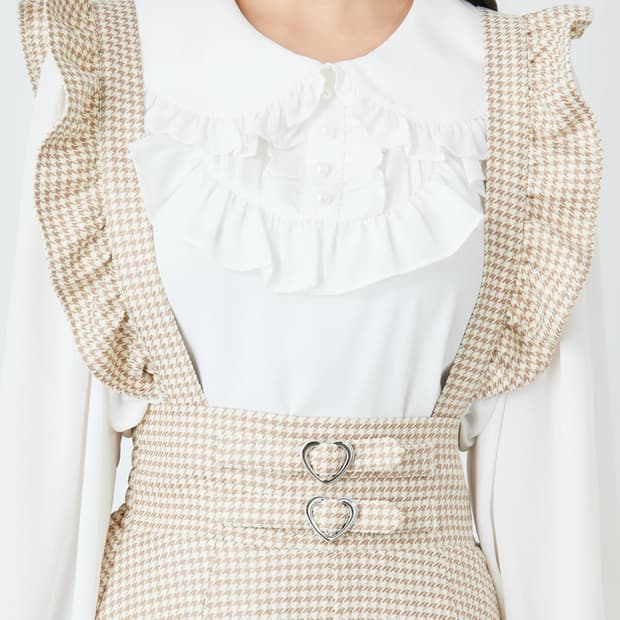 🤎(새상품)앙크루즈 라떼갸루 하트버클 서스펜더 원피스 스커트