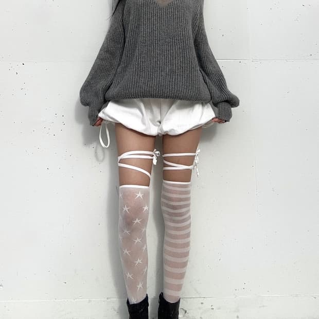 See - through grace neck knit / grey
