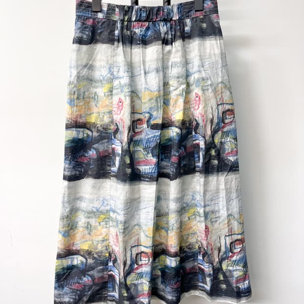 버버리 올 오버 프린트 포플린 스커트