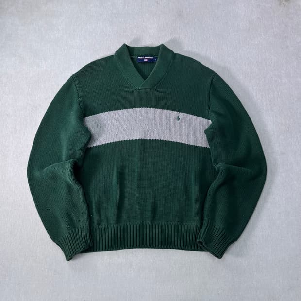 100 폴로랄프로렌 스포츠 브이넥 코튼 니트