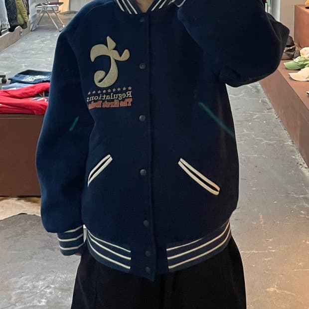 테켓 모직 네이비 바시티 자켓 H2216