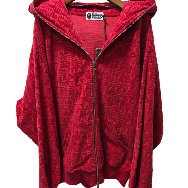 베이프 럭스 스포츠 패턴 샤크 릴렉스드 핏 Fz 후드 레드