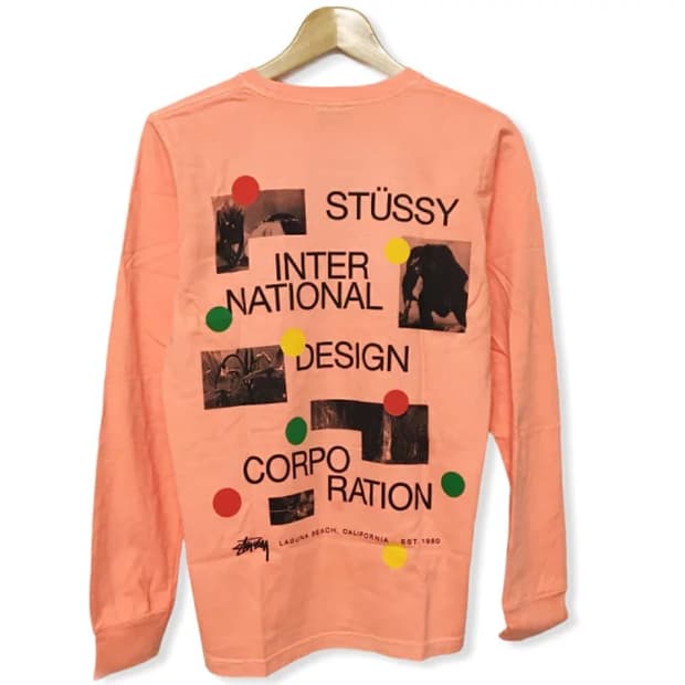 Stussy dot collage ls tee neon orange M