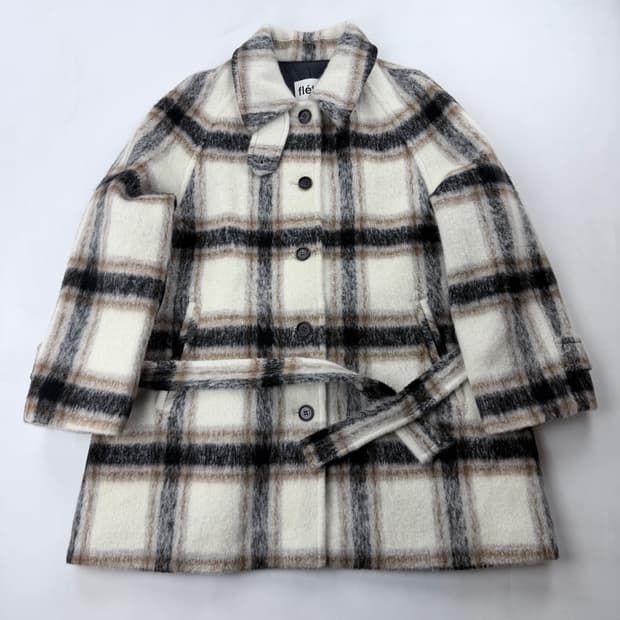 플레따 모헤어 체크 하프코트