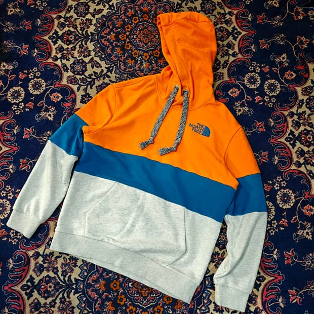 노스페이스 화이트라벨 컬러블럭 후드 티셔츠 L size