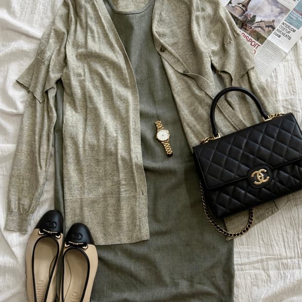 구호(KUHO) 정품 | 모 100% 니트 가디건 & 원피스 세트