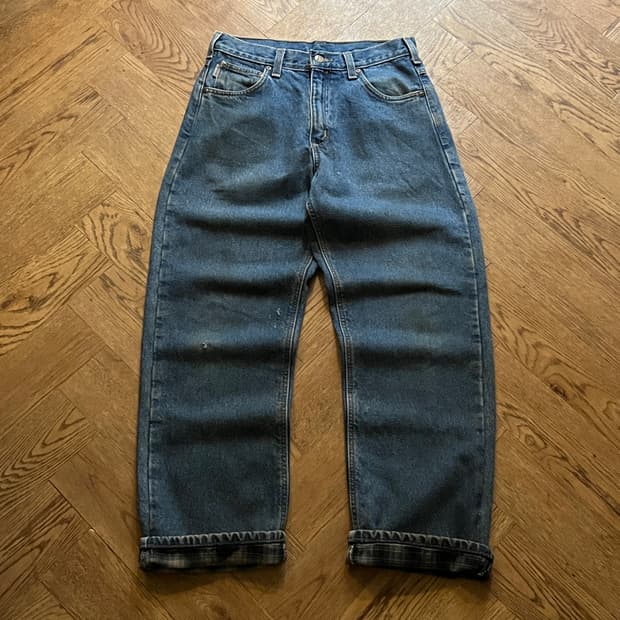 [30]칼하트 USA 체크 라이닝 워크 데님 팬츠