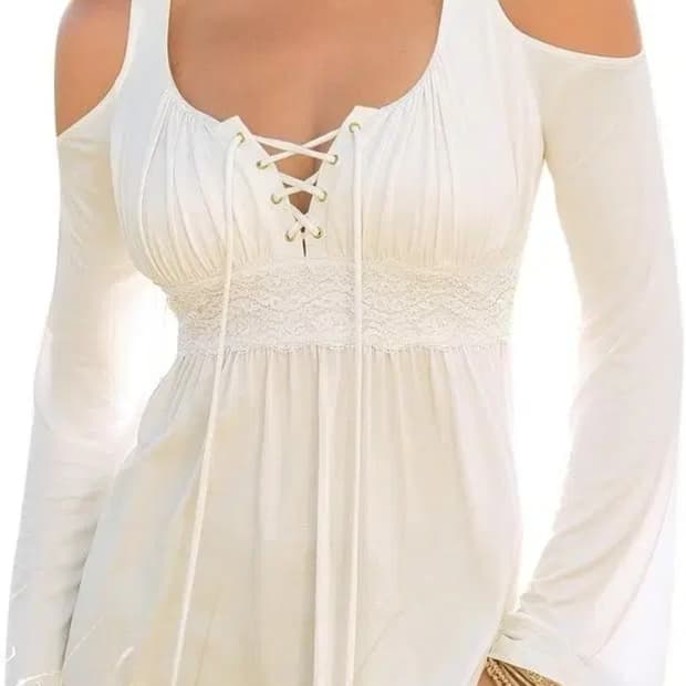 화이트 코르셋 오프숄더 튜닉