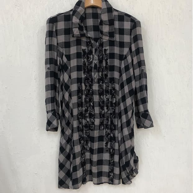 vintage mono check frill shirts