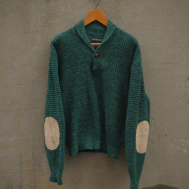 90‘s Van Heusen 엘보 레더패치 숄카라 니트