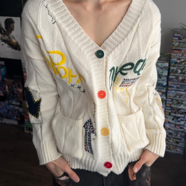 컬러 디테일드 패치워크 카디건