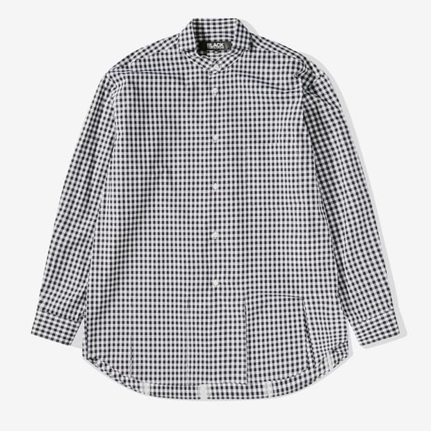 24ss 블랙 꼼데가르송 컷아웃 깅엄체크 셔츠 l