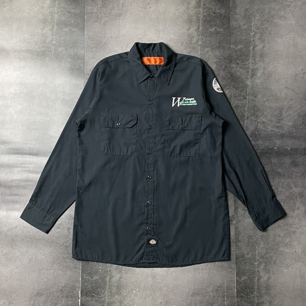 DICKIES 디키즈 빈티지 네이비 플랩포켓 워크 셔츠 A00948